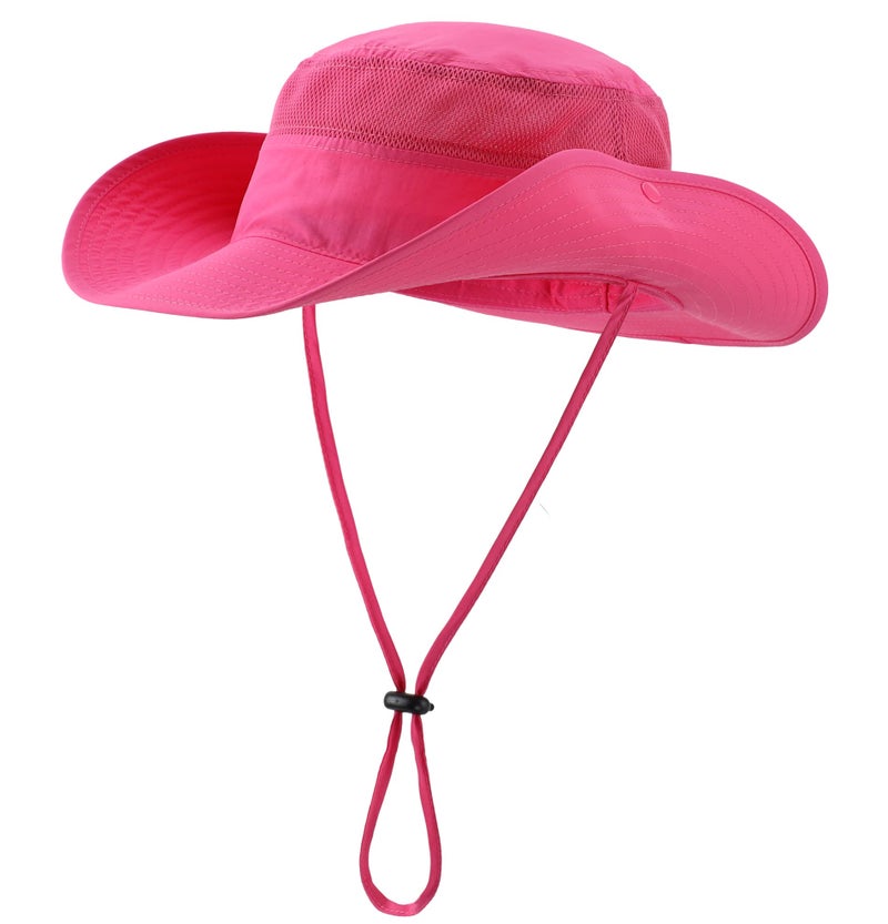 Connectyle Outdoor Mesh Sun Hat Wide Brim Sun Protection Hat Summer Fishing Hunting Hiking Gardenig Hat Rose Red - Image 2
